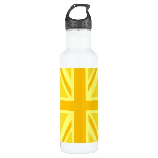 Yellow Union Jack Britische Flagge Hintergrund Edelstahlflasche (Vorderseite)