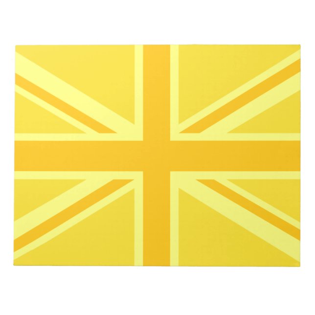 Yellow Union Jack Britische Flagge Hintergrund Notizblock (Vorderseite)