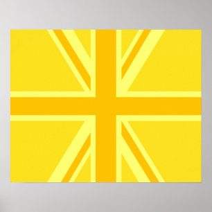 Yellow Union Jack Britische Flagge Hintergrund Poster