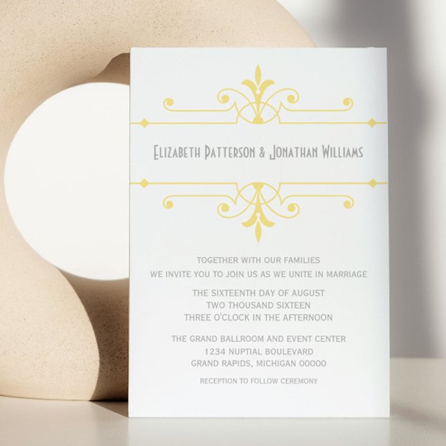 Yellow v2 - Einladung zur Extravaganten Zierhochze (Yellow v2 Fancy Ornamental Wedding Invite)