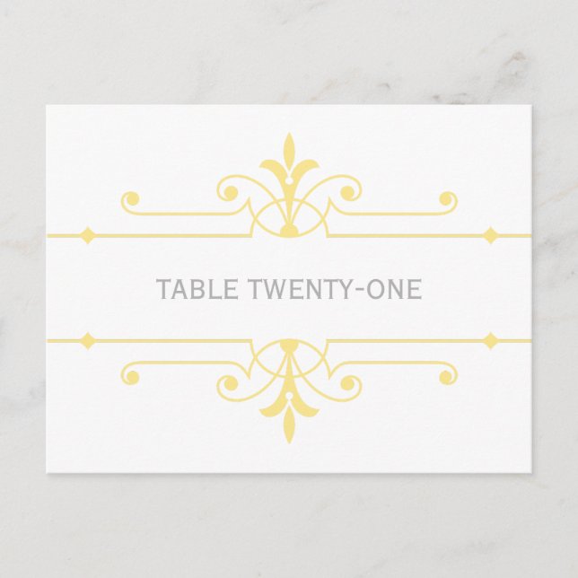 Yellow v2 Extravagante Ornamentale Tischnummer Pos (Vorderseite)