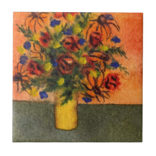 "Yellow Vase" Kitchen Garden Keramik Tile Fliese