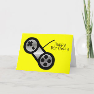 Yellow Vidoe Gaming Birthday Card Karte
