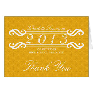 Yellow Vintag Damask 2013 Grad Dankeschön Karte