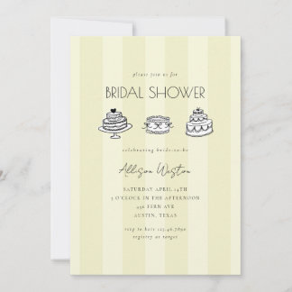 Yellow Vintage Cake Bridal Shower Invitation Einladung