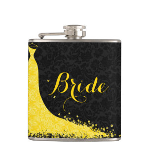 Yellow Vintage Wedding Dress Bridge Text Flachmann