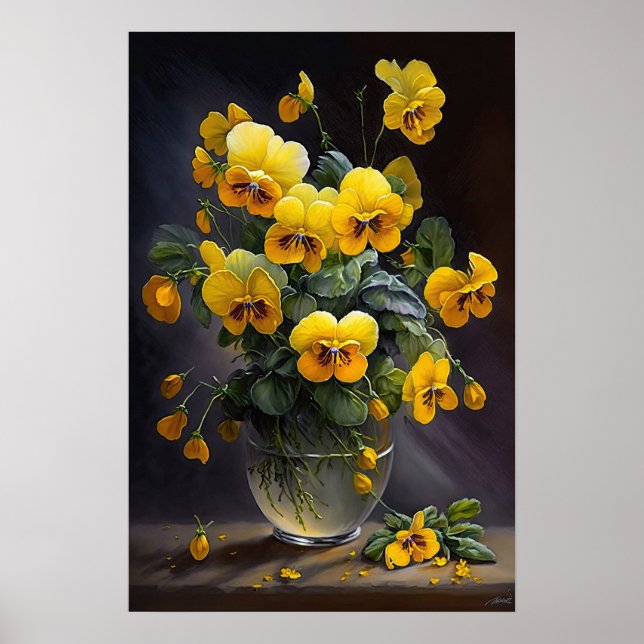 Yellow Violas Blumen Art Print Poster (Vorne)