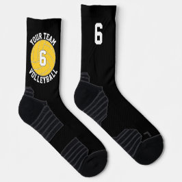 Yellow Volleyball Custom Team Name & Player Number Socken