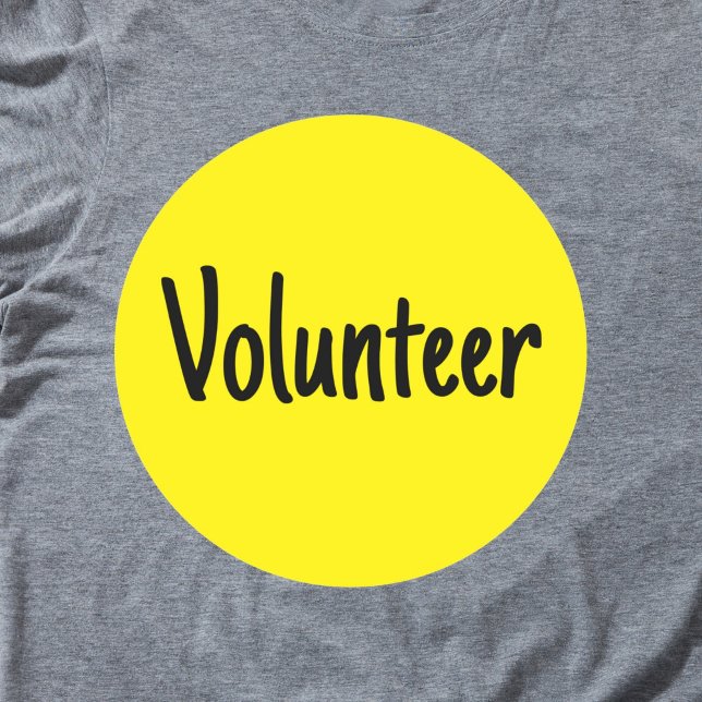 Yellow Volunteer Runder Aufkleber (Bright yellow volunteer sticker badge.)