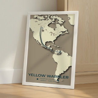 Yellow Warbler Migration Map - Minimalistisch Vint Poster