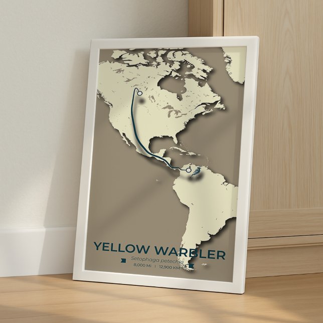 Yellow Warbler Migration Map - Minimalistisch Vint Poster (Von Creator hochgeladen)