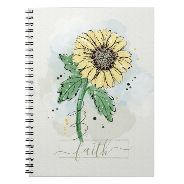 Yellow Watercolor Blume Feith Notebook Notizblock (Vorderseite)