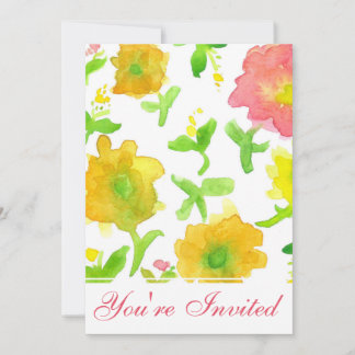 Yellow Watercolor-Blume Geburtstagsparty Einladung