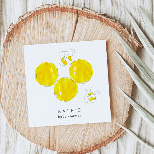 Yellow Watercolor Bumble Bee Honeycomb Babydusche Serviette
