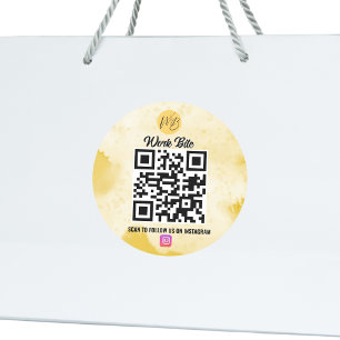 Yellow Watercolor Business Instagramm Qr Code Runder Aufkleber