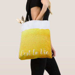 Yellow watercolor C'est La Vie French quote chic