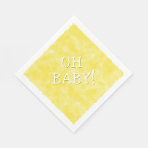 Yellow Watercolor Custom Text Baby Dusche Oh Baby Serviette