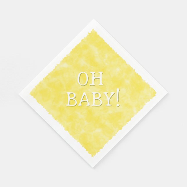 Yellow Watercolor Custom Text Baby Dusche Oh Baby Serviette (Ecke)