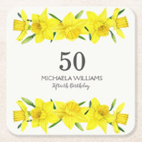 Yellow Watercolor Daffodil 50. Geburtstag