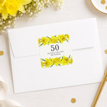 Yellow Watercolor Daffodil 50. Geburtstagsparty