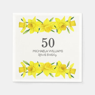 Yellow Watercolor Daffodils 50. Geburtstagsparty Serviette