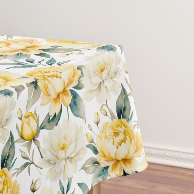 Yellow Watercolor Floral Elegant Botanical Tischdecke (Beispiel)