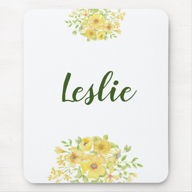 Yellow watercolor Floral Mousepad (Vorne)