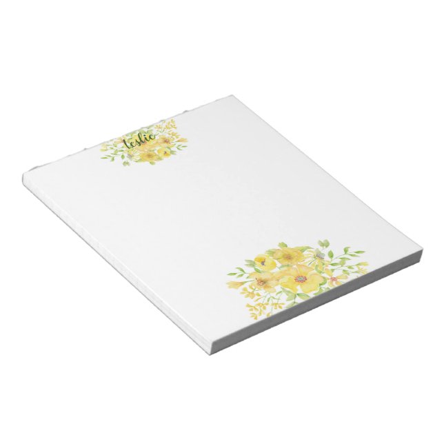 Yellow watercolor Floral Notizblock (angewinkelt)