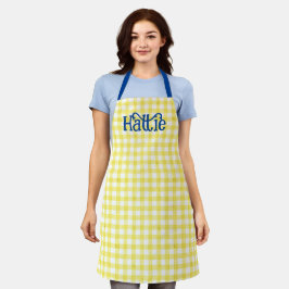 Yellow Watercolor Gingham Personalisierte Schürze