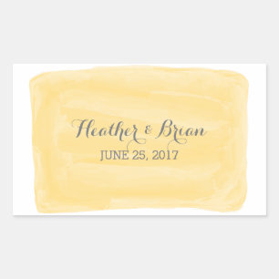 Yellow Watercolor Hochzeitskleber Rechteckiger Aufkleber