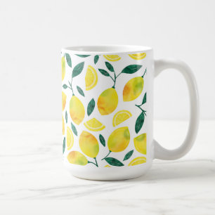 Yellow Watercolor Lemon Muster Kaffeetasse