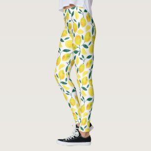 Yellow Watercolor Lemon Muster Leggings