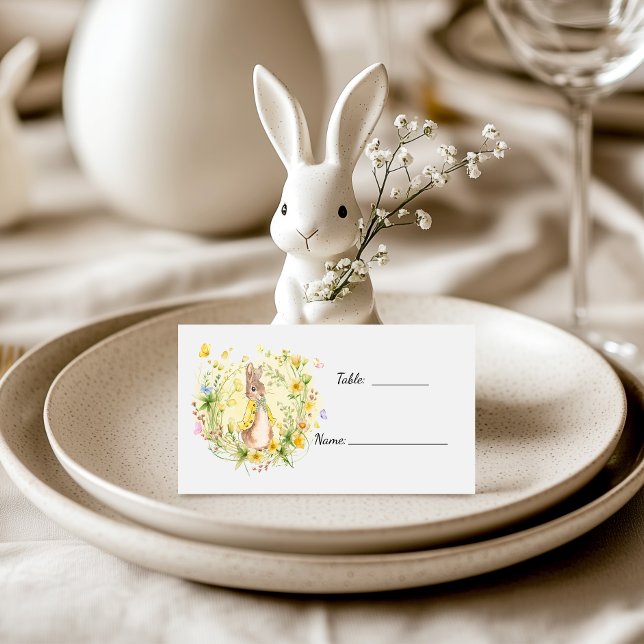 Yellow Watercolor Peter Rabbit Babydusche Platzkarte (Von Creator hochgeladen)