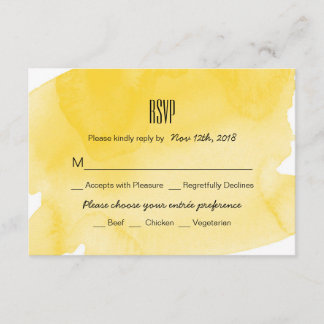 Yellow Watercolor Wash Wedding RSVP Card Karte