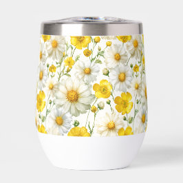 Yellow Watercolor Wildflower Pattern 
