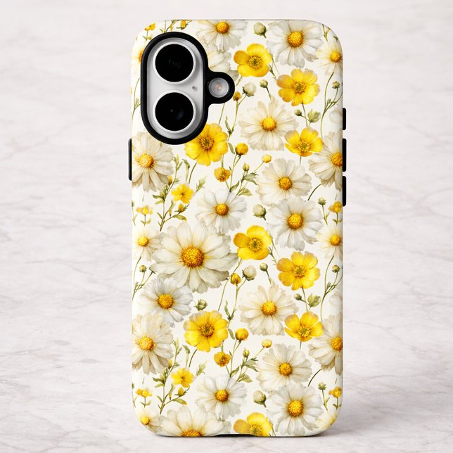 Yellow Watercolor Wildflower Pattern  Case-Mate iPhone Hülle (Von Creator hochgeladen)