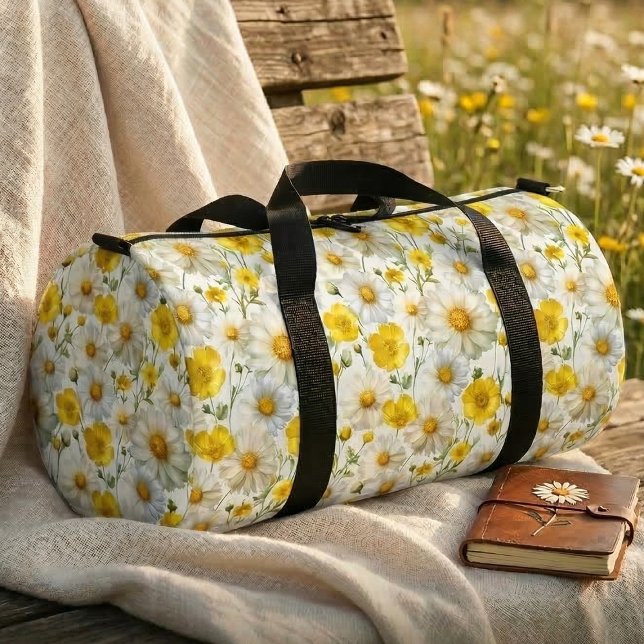 Yellow Watercolor Wildflower Pattern  Duffle Bag (Von Creator hochgeladen)