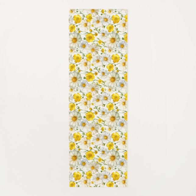 Yellow Watercolor Wildflower Pattern  Yogamatte (Vorderseite)
