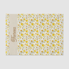 Yellow Watercolor Wildflowers Pattern  Seidenpapier
