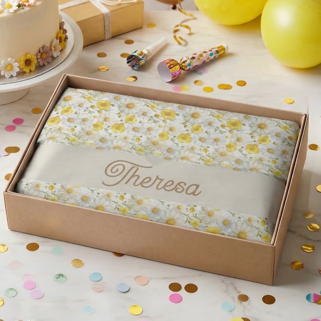 Yellow Watercolor Wildflowers Pattern  Seidenpapier (Von Creator hochgeladen)