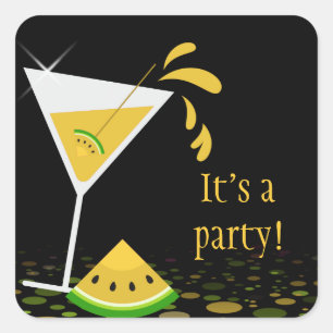 Yellow Watermelon Martini Cocktail Party Sticker