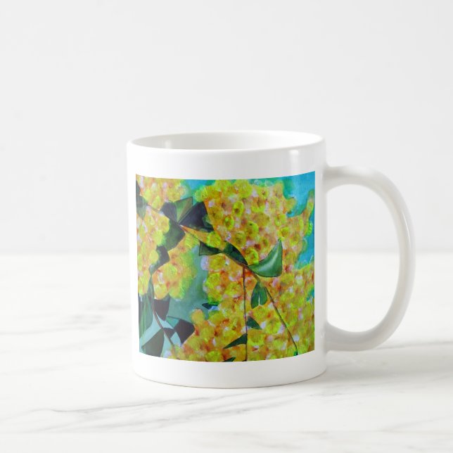 Yellow Wattle, australische Blume Kaffeetasse (Rechts)