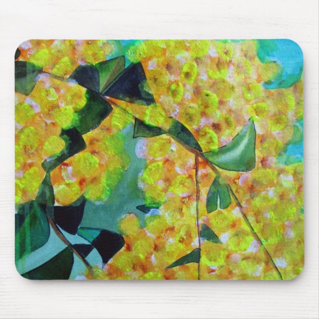 Yellow Wattle, australische Blume Mousepad (Vorne)