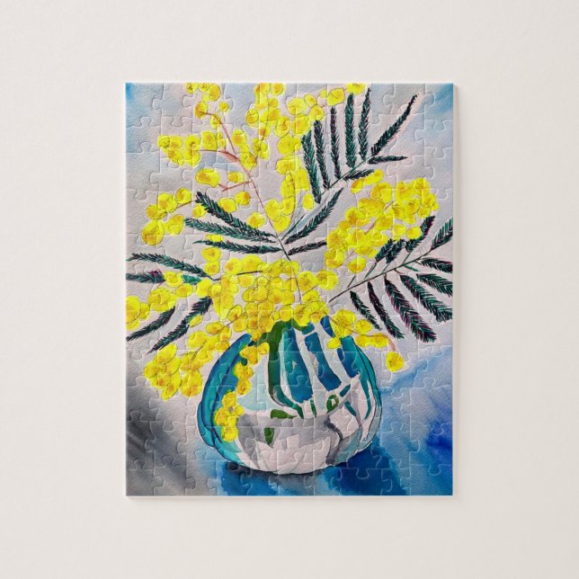 Yellow Wattle, australische Blume Puzzle (Vertikal)