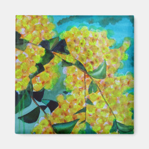 Yellow Wattle - australischer Kunstmagnet für die  Magnet