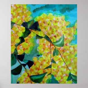 Yellow Wattle, australisches Kunstposter der Blume Poster