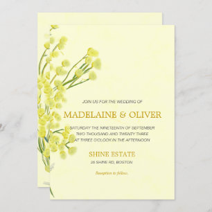 Yellow Wattle Botanical Simple Modern Wedding Einladung