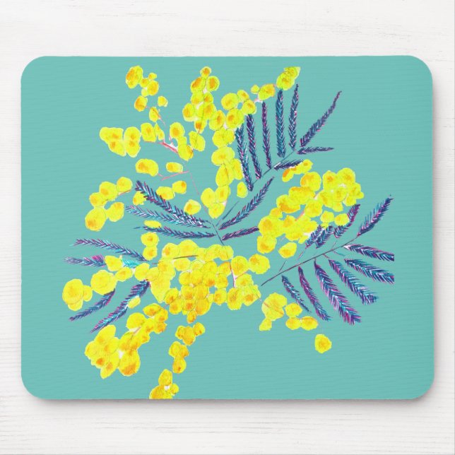 Yellow Wattle Mimosa australische Blume Art Mousepad (Vorne)