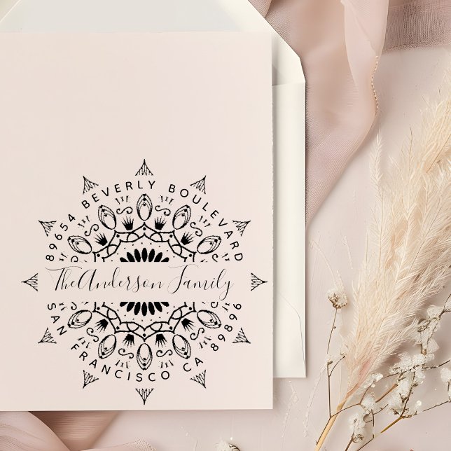 Yellow Wealth & Crowns Mandala Rücksendeadresse Permastempel (Von Creator hochgeladen)