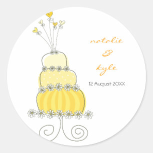 Yellow Wedding Cake Vielen Dank für Ihr Geschenk L Runder Aufkleber